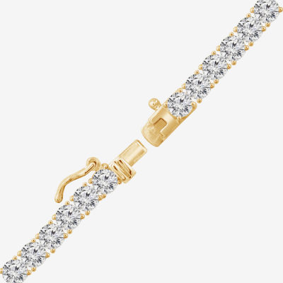 Diamonart Womens White Cubic Zirconia 14K Gold Over Silver Tennis Necklaces