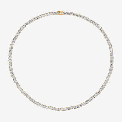 Diamonart Womens White Cubic Zirconia 14K Gold Over Silver Tennis Necklaces