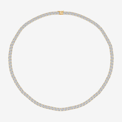 Diamonart Womens White Cubic Zirconia 14K Gold Over Silver Tennis Necklaces