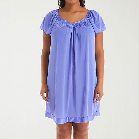 Exquisite Form Womens V Neck Short Sleeve Average Figure Nightgown, Medium, Blue