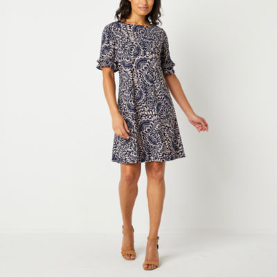 Perceptions Womens Short Sleeve Shift Dress