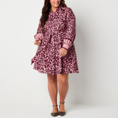 Ryegrass Womens Long Sleeve Paisley A-Line Dress Plus, Color: Floral Paisley  - JCPenney