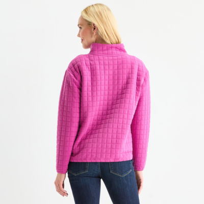 St. John's Bay Womens Tall Mock Neck Long Sleeve Quarter-Zip Pullover