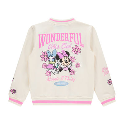 Disney Collection Little & Big Kid Girls Fleece Minnie Mouse Midweight Varsity Jacket