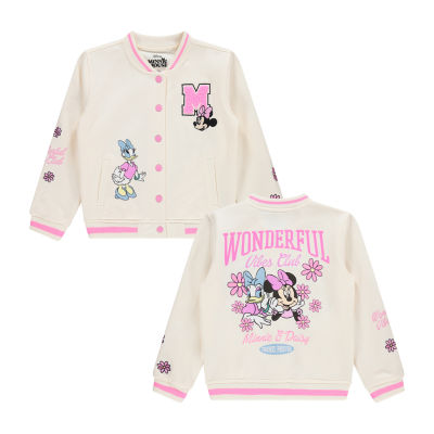 Disney Collection Little & Big Kid Girls Fleece Minnie Mouse Midweight Varsity Jacket