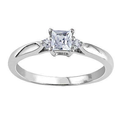 Lab-Created White Sapphire & Diamond-Accent Engagement Ring, Color ...