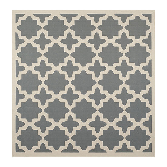 Safavieh Courtyard Collection Bokhara Geometric Indoor/Outdoor Square Area Rug