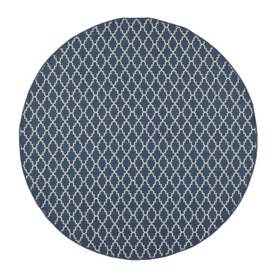 Safavieh Courtyard Collection Bora Geometric Indoor/Outdoor Round Area Rug
