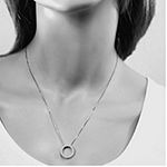 Womens 1/2 CT. T.W. Genuine White Diamond 14K White Gold Circle Pendant Necklace