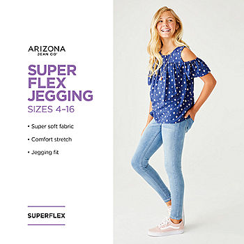 Arizona Little & Big Girls Super Flex Adjustable Waist Stretch Fabric Skinny  Fit Jegging