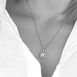 Certified Womens 1/2 CT. T.W. Genuine White Diamond 14K White Gold Round Pendant Necklace