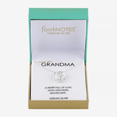 Footnotes Grandmother Womens Cubic Zirconia Sterling Silver Round 16 Inch Pendant Necklace