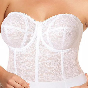 Strapless Lace Low Back Bustier, White