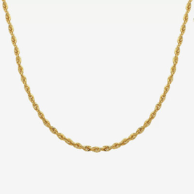 14K Yellow Gold 1.8mm Hollow Rope Chain Necklace