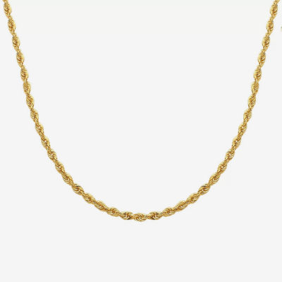 14K Yellow Gold 1.8mm Hollow Rope Chain Necklace