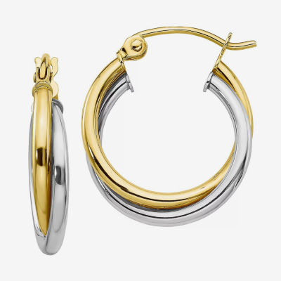 10K Two Tone Gold 19mm Hoop Earrings