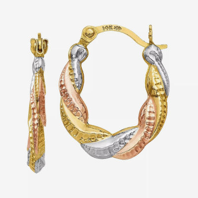 14K Tri-Color Gold 17mm Hoop Earrings
