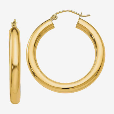 14K Gold 30mm Round Hoop Earrings