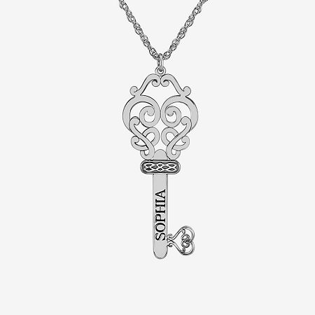 Personalized Womens 14K Gold Over Silver Keys Name Pendant Necklace, One Size, White