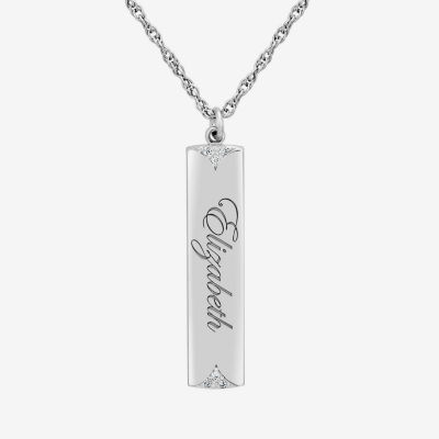 Personalized Name Womens Diamond Accent Natural White Diamond 10K