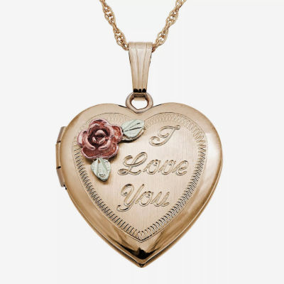 Landstroms "I Love You" Black Hills Gold 10K Gold Foral Heart Locket Necklace