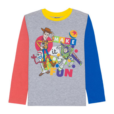 Disney Collection Little & Big Boys Crew Neck Toy Story Long Sleeve Graphic T-Shirt