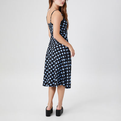 Forever 21 Womens Sleeveless Dots Midi Slip Dress Juniors