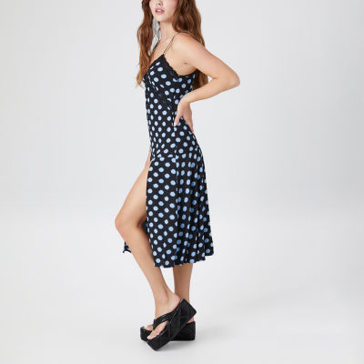 Forever 21 Womens Sleeveless Dots Midi Slip Dress Juniors