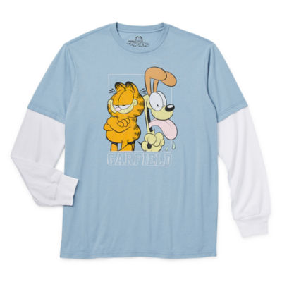 Mens Long Sleeve Layered Garfield Graphic T-Shirt