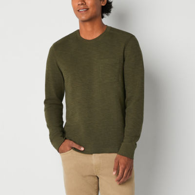 mutual weave Mens Crew Neck Long Sleeve Easy-on + Easy-off Adaptive Pocket T-Shirt
