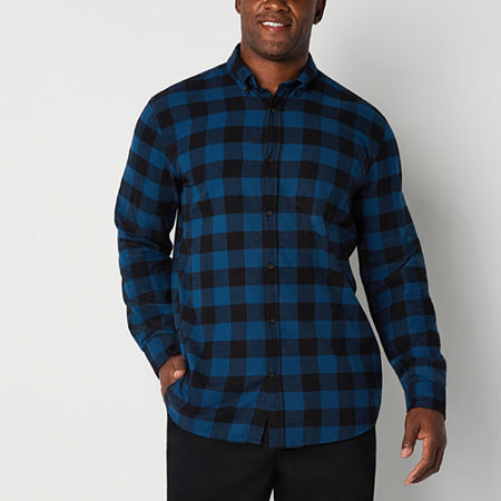 St. John's Bay Big and Tall Mens Classic Fit Long Sleeve Flannel Shirt, 3x-large Tall, Blue