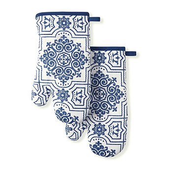 T-Fal Blue Medallion Cotton Silicone Pot Holder (2-Pack)
