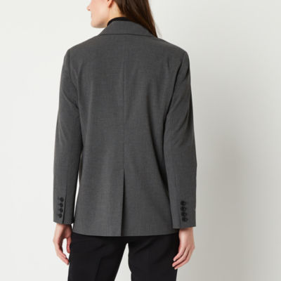 Worthington Womens Relaxed Single Button Blazer