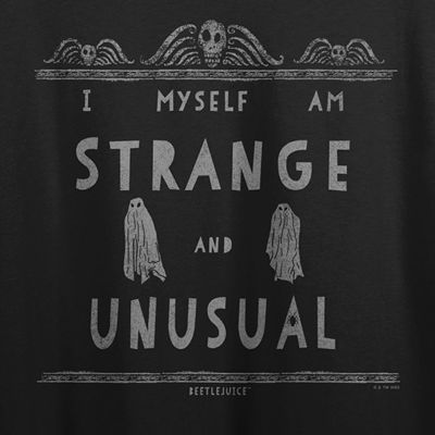 Juniors Beetlejuice I Myself Am Strange And Unusual Cropped Tee Womens Crew Neck Short Sleeve Graphic T-Shirt