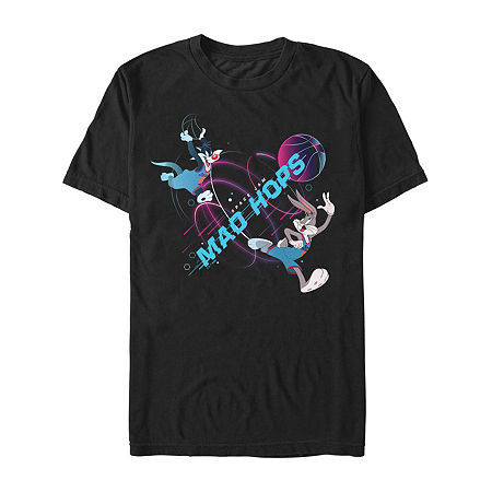 Mens Short Sleeve Looney Tunes Basketball Graphic T-Shirt, X-large, Black