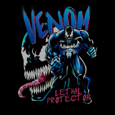 Novelty Mens Crew Neck Short Sleeve Regular Fit Venom Graphic T-Shirt