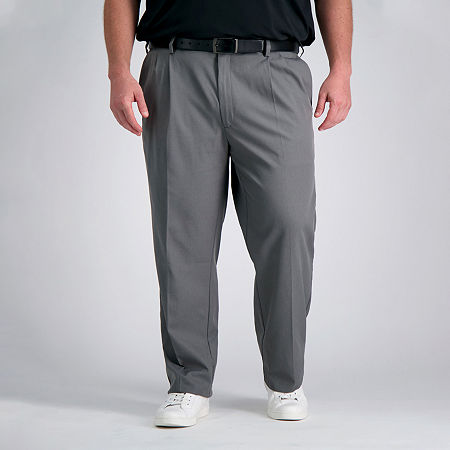 Haggar Mens Cool Right Performance Big and Tall Classic Fit Pleated Pant, 46 32, Gray