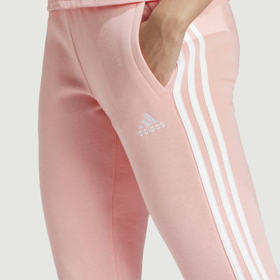 adidas Womens Drawstring Waist Cuffed Mid Rise Fleece Active Jogger Pant