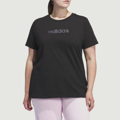 adidas Rhinestone Linear Logo Tee (Plus Size)