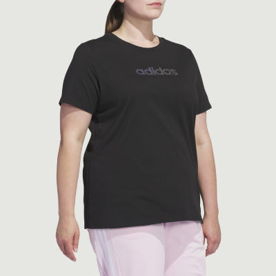 adidas Rhinestone Linear Logo Tee (Plus Size)