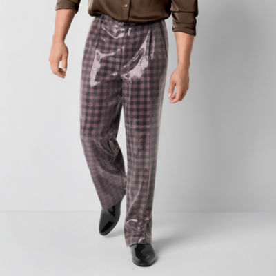 Johnny Wujek for JCPenney Sequins Mens Big and Tall Checked Straight Fit Suit Pants