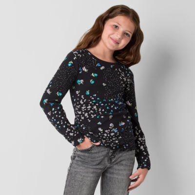 Thereabouts Little & Big Girls Round Neck Long Sleeve T-Shirt