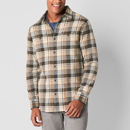 Mutual Weave Mens Regular Fit Long Sleeve Flannel Shirt, Medium, Gray