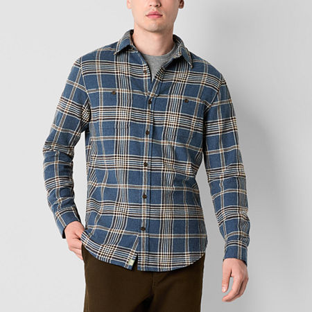 Mutual Weave Mens Regular Fit Long Sleeve Flannel Shirt, Medium, Blue