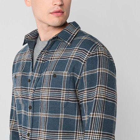 Mutual Weave Mens Regular Fit Long Sleeve Flannel Shirt, Medium, Blue