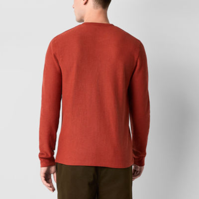 mutual weave Waffle Mens Long Sleeve Easy-on + Easy-off Adaptive Regular Fit Henley Shirt