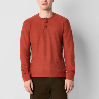 mutual weave Waffle Mens Long Sleeve Easy-on + Easy-off Adaptive Regular Fit Henley Shirt