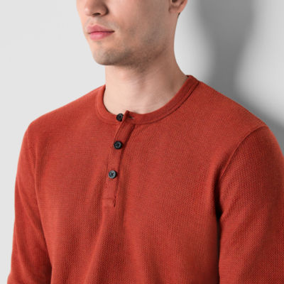 mutual weave Waffle Mens Long Sleeve Easy-on + Easy-off Adaptive Regular Fit Henley Shirt