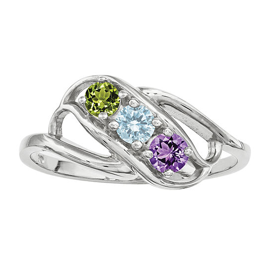 Personalized 14K Gold Cubic Zirconia Birthstone Family Ring