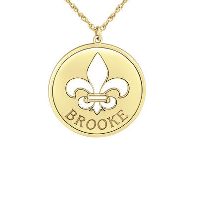 Personalized Womens Sterling Silver Fleur De Lis Name Pendant Necklace